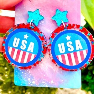 USA Acrylic Dangle Earrings